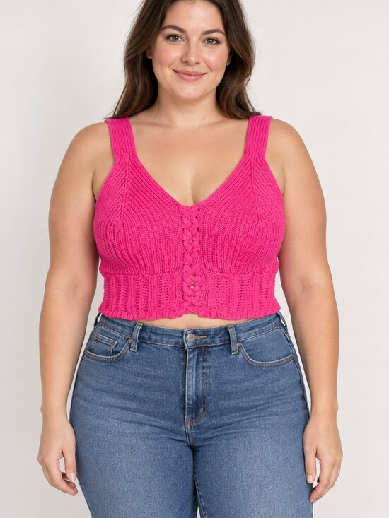 Tops - NWT hot‎ pink knit crop top